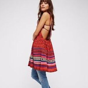 Free People Rare Hearts Tunic Red Crochet Dress